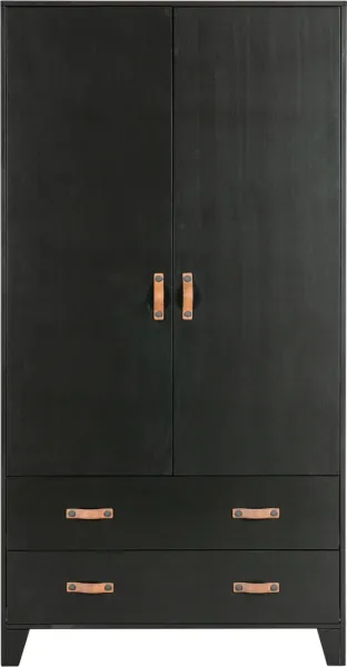 Dian, Kleiderschrank, schwarz, H180x40x94 cm, Kiefernholz