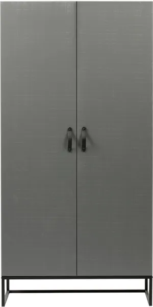 Morris, Kleiderschrank, grau, H195x100x53 cm, Kiefernholz