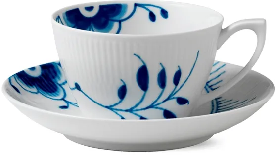 Royal Copenhagen Blau Mega Riflet Tasse und Untertasse - 28 cl
