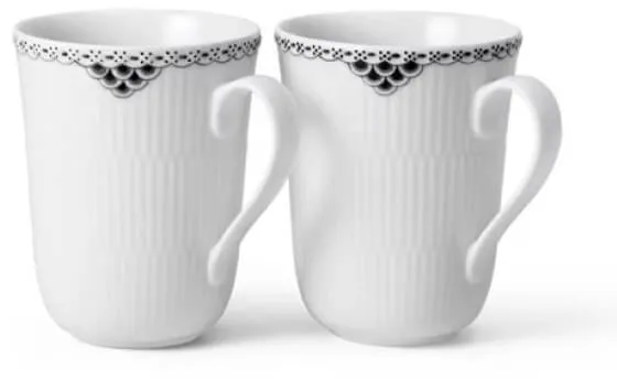 Royal Copenhagen Schwarz Geriffelte Blonde Becher 33 cl 2 Stk.
