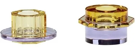 Hübsch Kiosk Kerzenhalter Bernsteinfarben/Violett 2er-Set