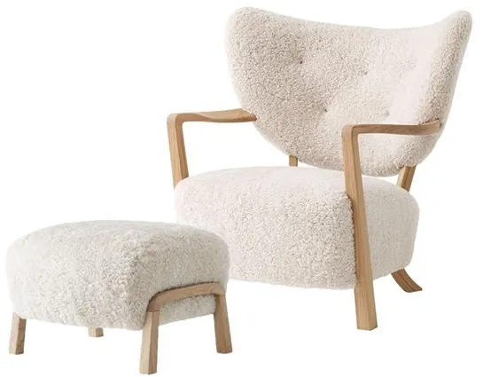 &Tradition Wulff ATD2 Sessel Schaffell Moonlight/Eiche Inklusive Fußhocker ATD3