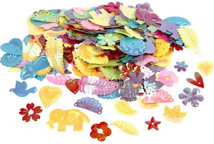 Pailletten, perlmuttfarben, Größe 15–45 mm, 400 g/1 Packung.