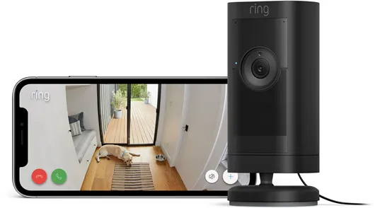 Ring Stick Up Cam Pro Außenüberwachungskamera mit Netzstecker, Schwarz