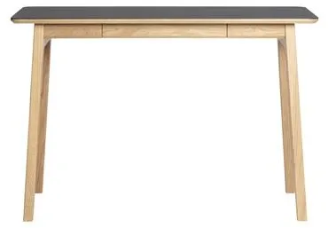 Magnus Olesen Freya Schreibtisch Massiv Eiche Lackiert/Schwarz Linoleum 4023 Forbo