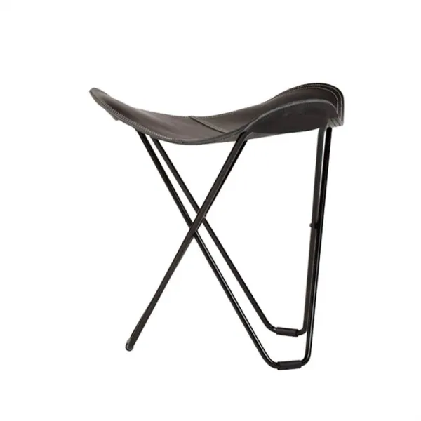 Cuero Pampa Flying Goose Hocker - Schwarzes Gestell - Schwarz