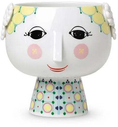 Bjørn Wiinblad Eva Blumentopf mit Fuß - Ø15,5 cm - Gelb