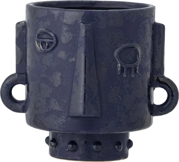 Ceejay, Blumentopf, blau, Steingut